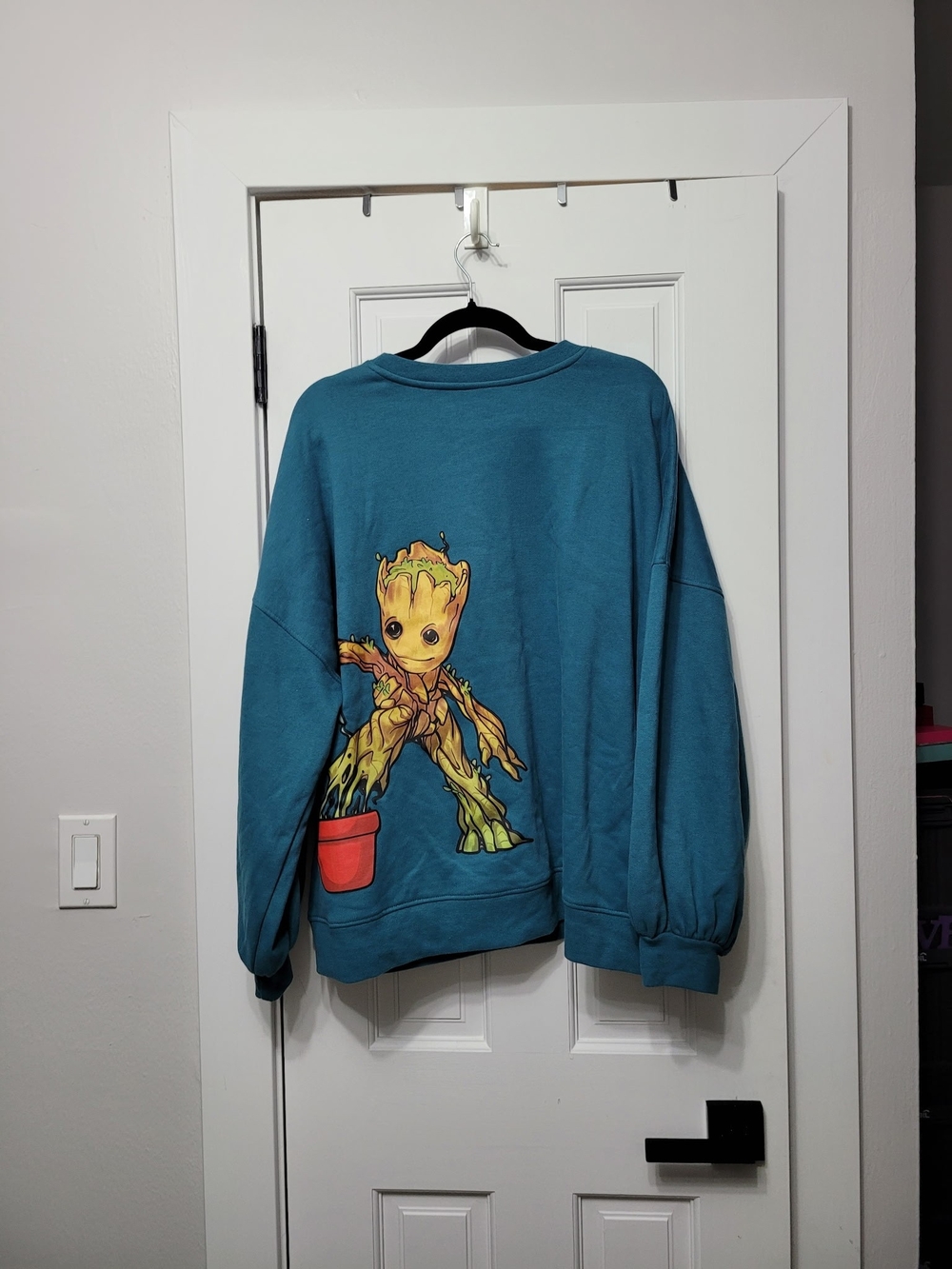 Marvel Teal Crewneck Sweatshirt with Groot Graphic - Picture 3 of 3